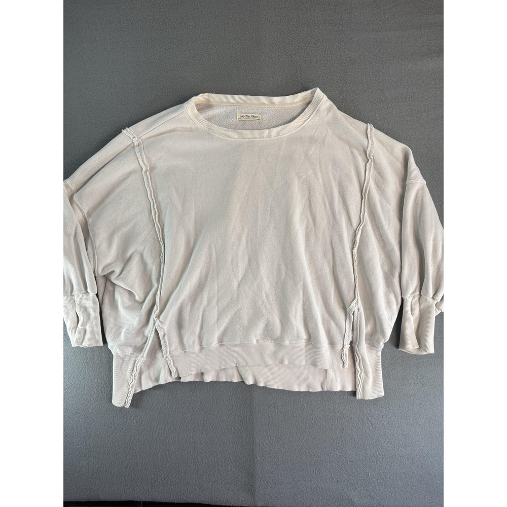 We The Free T Shirt Womens Small White Terry Dolman 3/4 Sleeve Relaxed Fit
